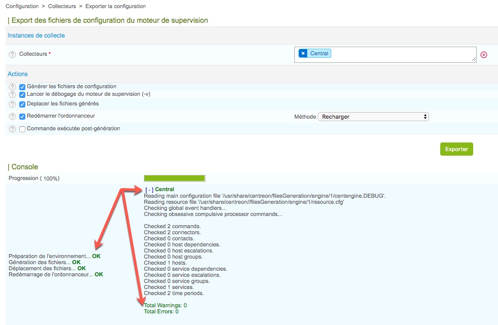 Appliquer les modifications dans Centreon Appliquer les modifications dans Centreon