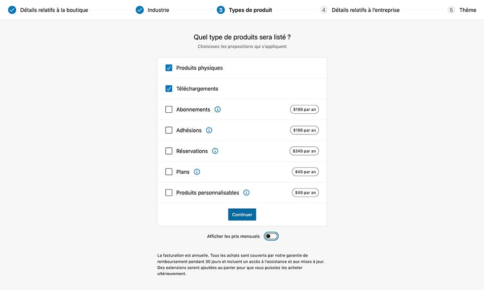 Types de produits vendus sur le site e-commerce Types de produits vendus sur le site e-commerce