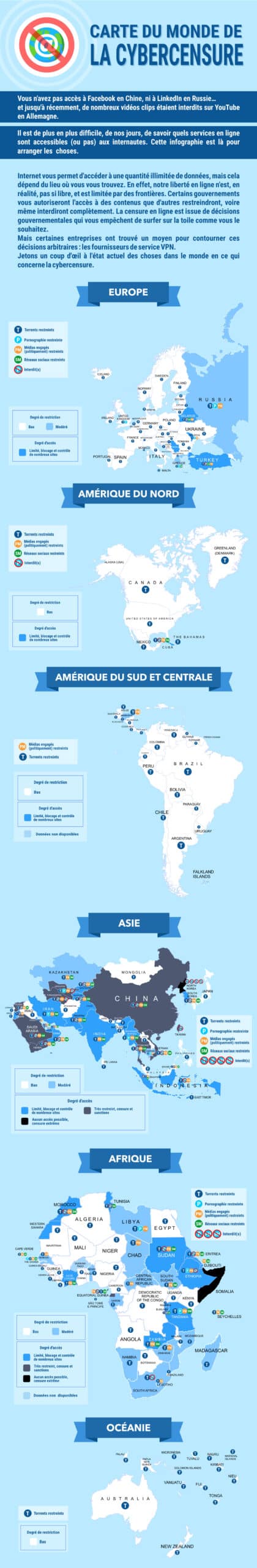 Carte du monde de la Cybercensure Carte du monde de la Cybercensure