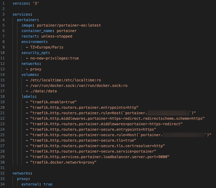 Fichier docker-compose de Portainer Fichier docker-compose de Portainer