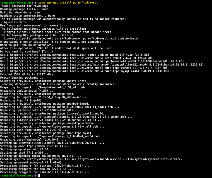 Nous allons installer la version mysql de Pure-ftpd, car nous utiliserons une authentification par base de données avec des utilisateurs virtuels. Nous allons installer la version mysql de Pure-ftpd, car nous utiliserons une authentification par base de données avec des utilisateurs virtuels.
