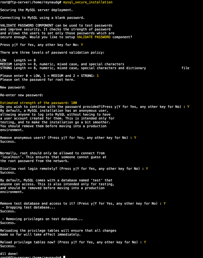 Une fois cette installation effectuée, je vous conseille d’exécuter le script de sécurité. Ce script modifie certaines des options par défaut les moins sûres pour comme les connexions root distantes et les sample users. Une fois cette installation effectuée, je vous conseille d’exécuter le script de sécurité. Ce script modifie certaines des options par défaut les moins sûres pour comme les connexions root distantes et les sample users.