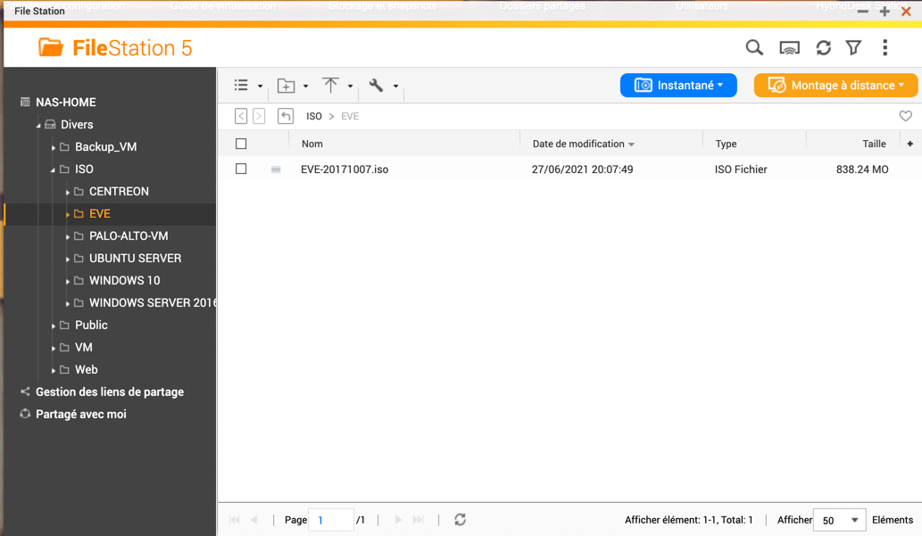 La première chose à faire c’est de copier votre fichier ISO sur votre NAS. Pour cela j’ai utilisé le logiciel proposé par QNAP FileStation. La première chose à faire c’est de copier votre fichier ISO sur votre NAS. Pour cela j’ai utilisé le logiciel proposé par QNAP FileStation.