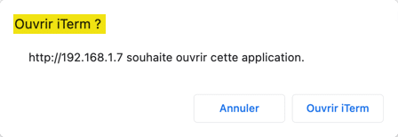 Si vous avez installé le pack client, c’est iTerm qui va se lancer et non pas Telnet Si vous avez installé le pack client, c’est iTerm qui va se lancer et non pas Telnet