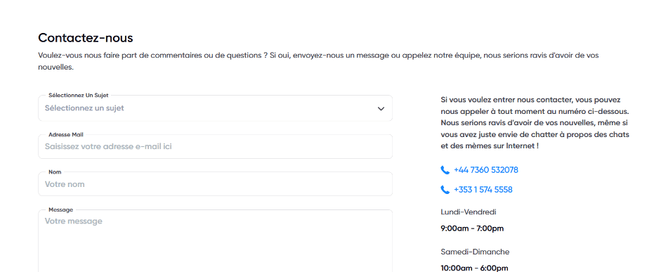 Contactez l’équipe support par téléphone ou via le formulaire en ligne. Contactez l’équipe support par téléphone ou via le formulaire en ligne.