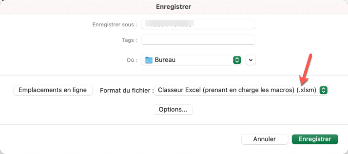 Enregistrer le fichier Excel avec l'extension .xlsm pour prendre en charge les macros dans le classeur. Enregistrer le fichier Excel avec l'extension .xlsm pour prendre en charge les macros dans le classeur.