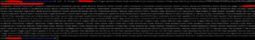 Cette requête retourne un XML contenant, entre autres : <enabled>yes</enabled><state>active</state><running-sync>Synchronised</running-sync><config-sync>Configuration is synchronized</config-sync> Cette requête retourne un XML contenant, entre autres : <enabled>yes</enabled><state>active</state><running-sync>Synchronised</running-sync><config-sync>Configuration is synchronized</config-sync>