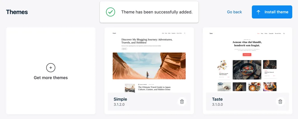 Pour rajouter un thème c’est très simple. Après l’avoir téléchargé, il faut cliquer sur More Items -> Themes -> Install Theme Pour rajouter un thème c’est très simple. Après l’avoir téléchargé, il faut cliquer sur More Items -> Themes -> Install Theme