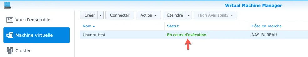 Au bout de quelques minutes la VM est créé. Il suffit de cliquer sur Connecter pour accéder à l’installation de la VM. Au bout de quelques minutes la VM est créé. Il suffit de cliquer sur Connecter pour accéder à l’installation de la VM.