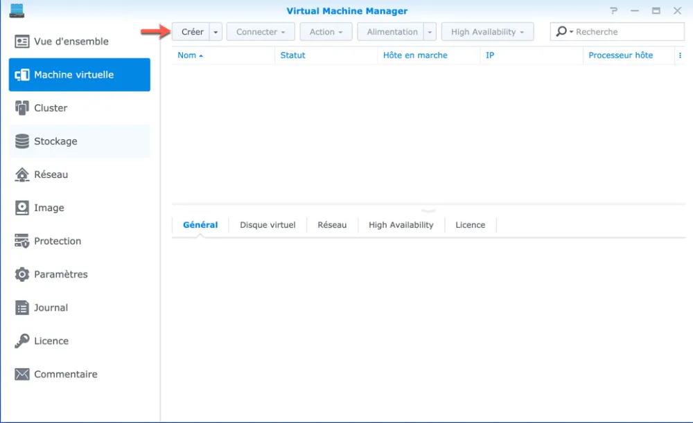 Création d’une VM dans le NAS Synology Création d’une VM dans le NAS Synology