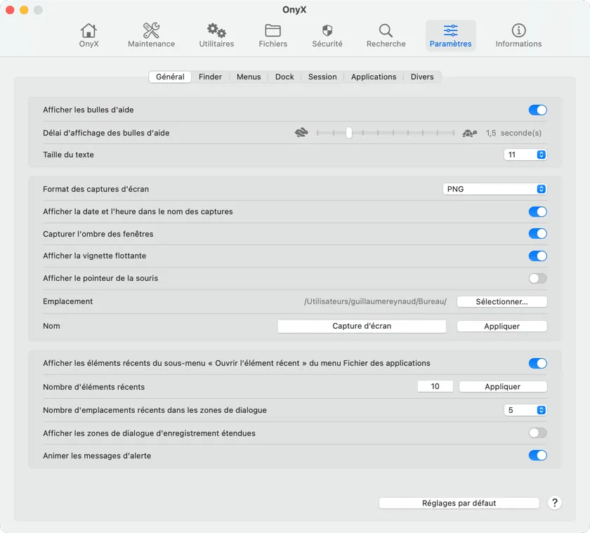 Onynx, ne fait pas que du nettoyage, vous avez aussi accès à des paramètres cachés de Mac afin de personnaliser Onynx, ne fait pas que du nettoyage, vous avez aussi accès à des paramètres cachés de Mac afin de personnaliser