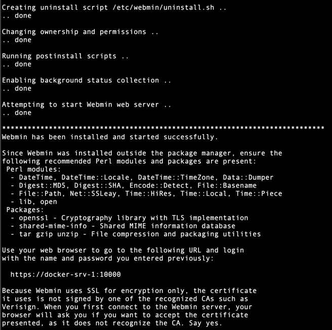 Script d'installation de Webmin en cours d'exécution sur Alpine Linux Script d'installation de Webmin en cours d'exécution sur Alpine Linux