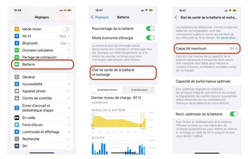À la réception : vérifier l'état, la batterie et l'absence de compte iCloud lié À la réception : vérifier l'état, la batterie et l'absence de compte iCloud lié